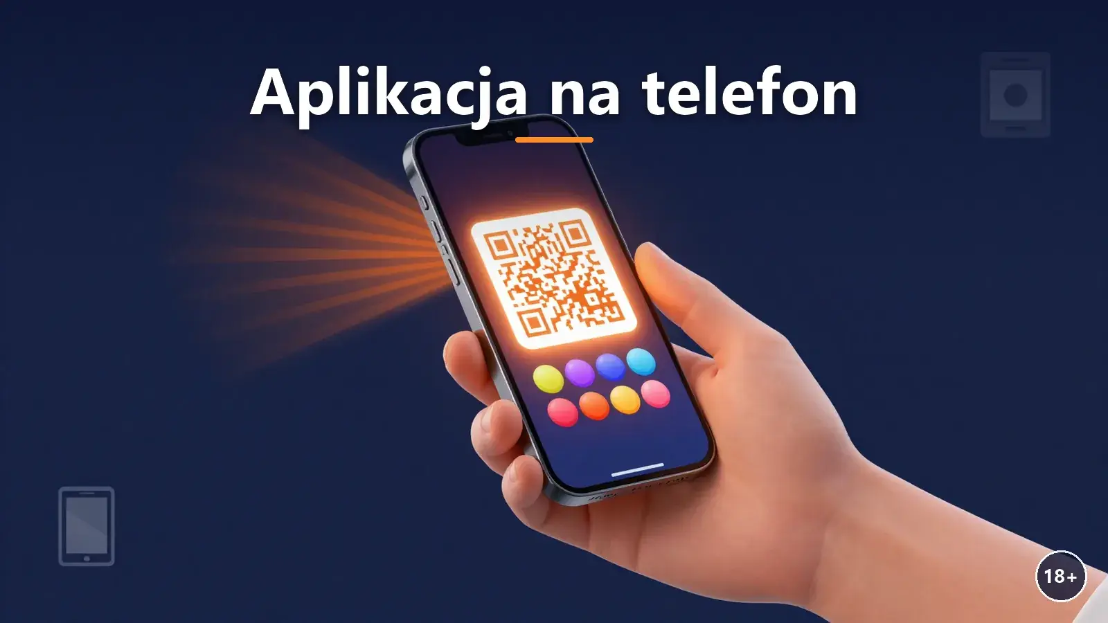Smartfon skanujący kod QR, aby zainstalować aplikację kasyna